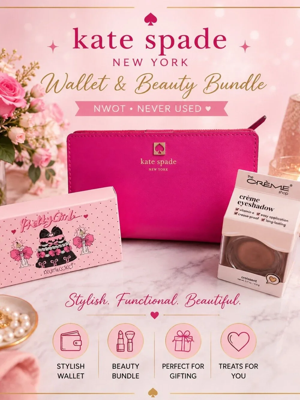 💗 NWOT Kate Spade Wallet + Beauty Bundle ✨